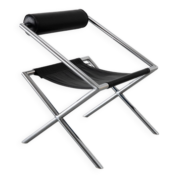 Postmodern tubular leather sling chair