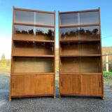 Pair of vintage glass shelves libraries