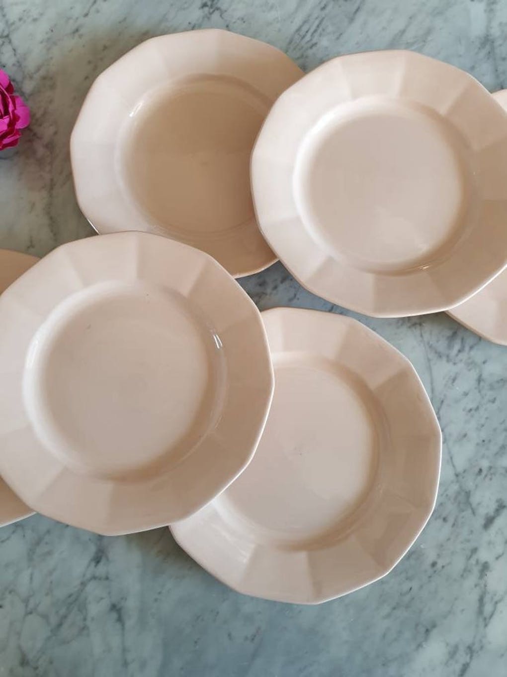 6 powder pink Digoin plates