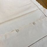 Old pillowcase in linen and openwork cotton early twentieth century