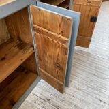 Factory blue patinated workshop furniture