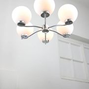 Lustre vintage en chrome et opaline, italie, 1970s