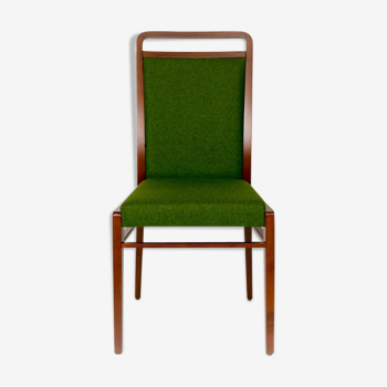 Chaise teintée noyer tissu laine vert