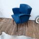 Fauteuil vintage en skaï et pieds métal