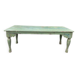 Indian coffee table in green lacquered teak