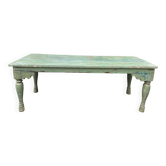 Table basse indienne en teck laqué vert