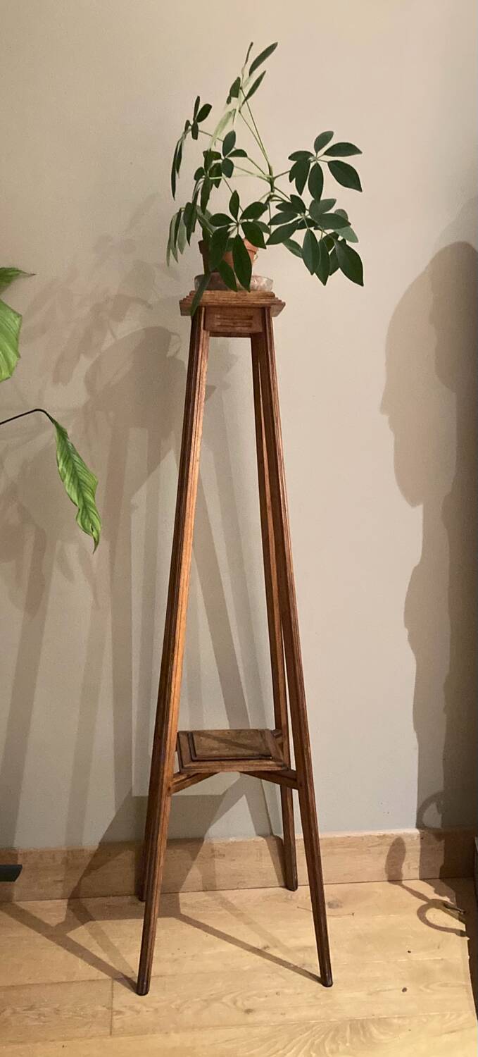 Large Art Deco harness in solid oak, early 20th century