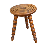 Turned wooden tripod stool