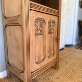 Small Art Deco jam cabinet in carved blonde oak