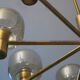 Mid-century 8-arm brass & glass chandelier