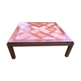 Italian walnut and marble coffee table