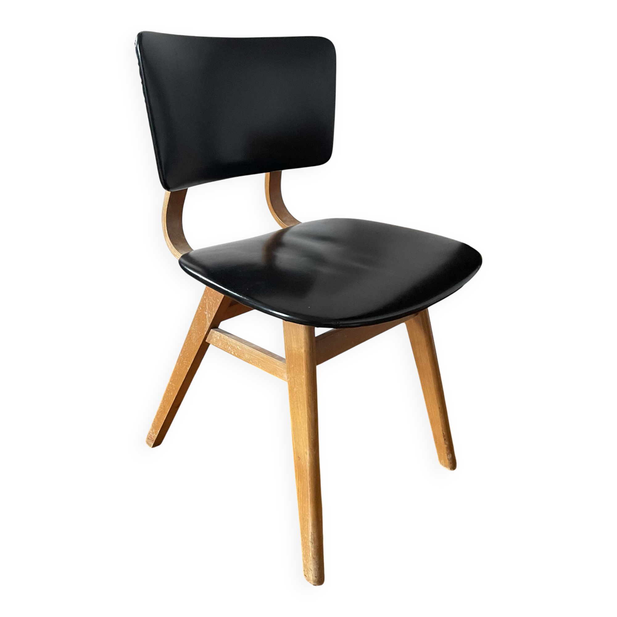 Chair with compass legs in solid wood