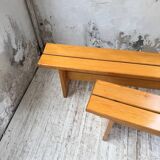 Pair of Charlotte Perriand Les Arcs pine benches