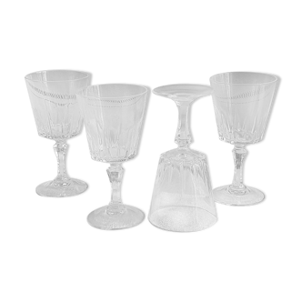 Set of 4 Art Deco crystal wine glasses
