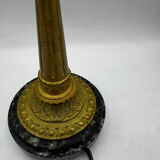 Antique lamp known as a lyre in bronze and marble from the late 19th century.