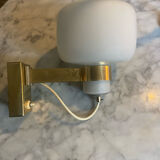 Vintage opaline and brass wall lamp