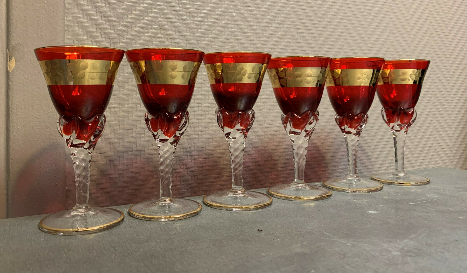 Série de 6 verres a porto en cristal de venise