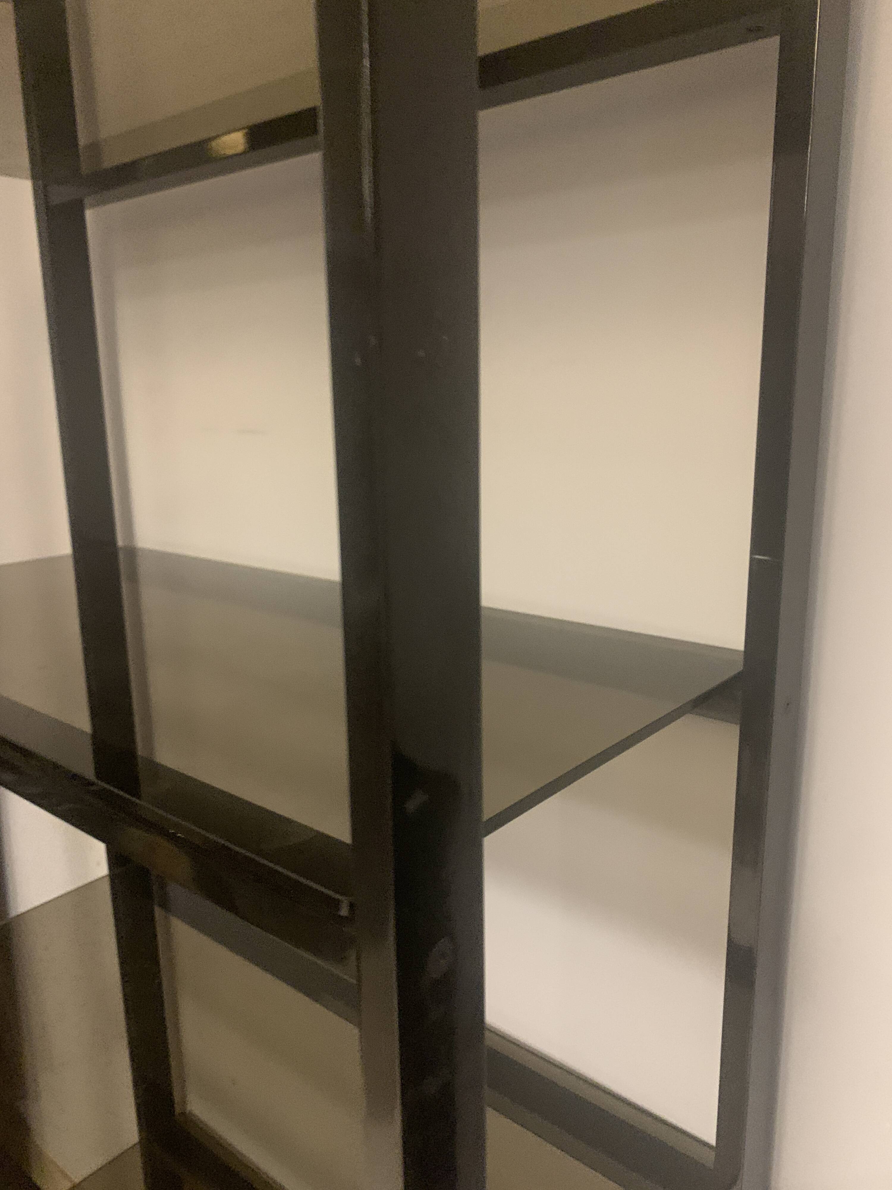 Chrome metal and opaque glass shelf 20th century