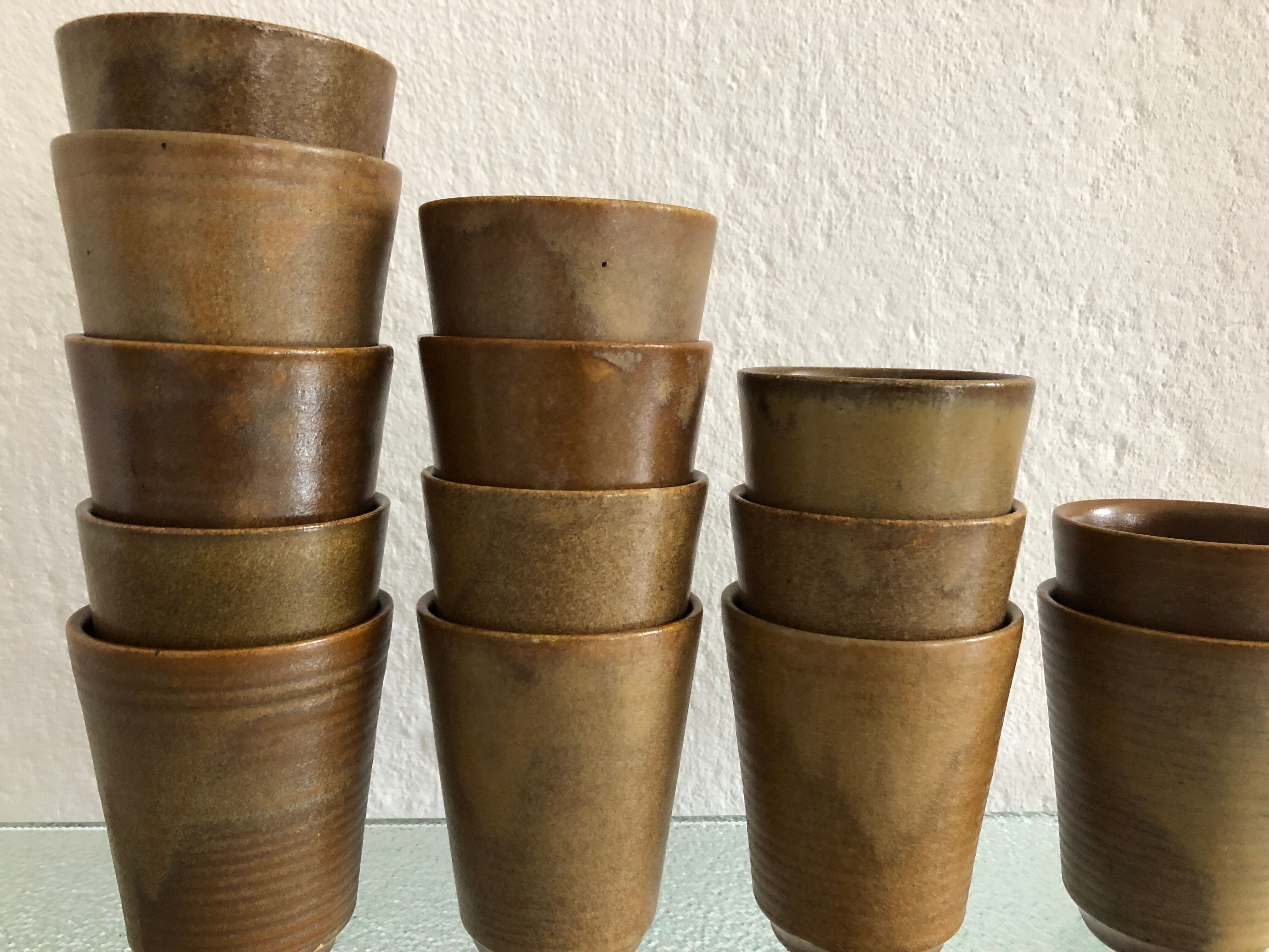 14 vintage sandstone Digoin cups
