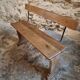 Vintage French wooden bench from the 1920s – Solid beech bench with backrest.