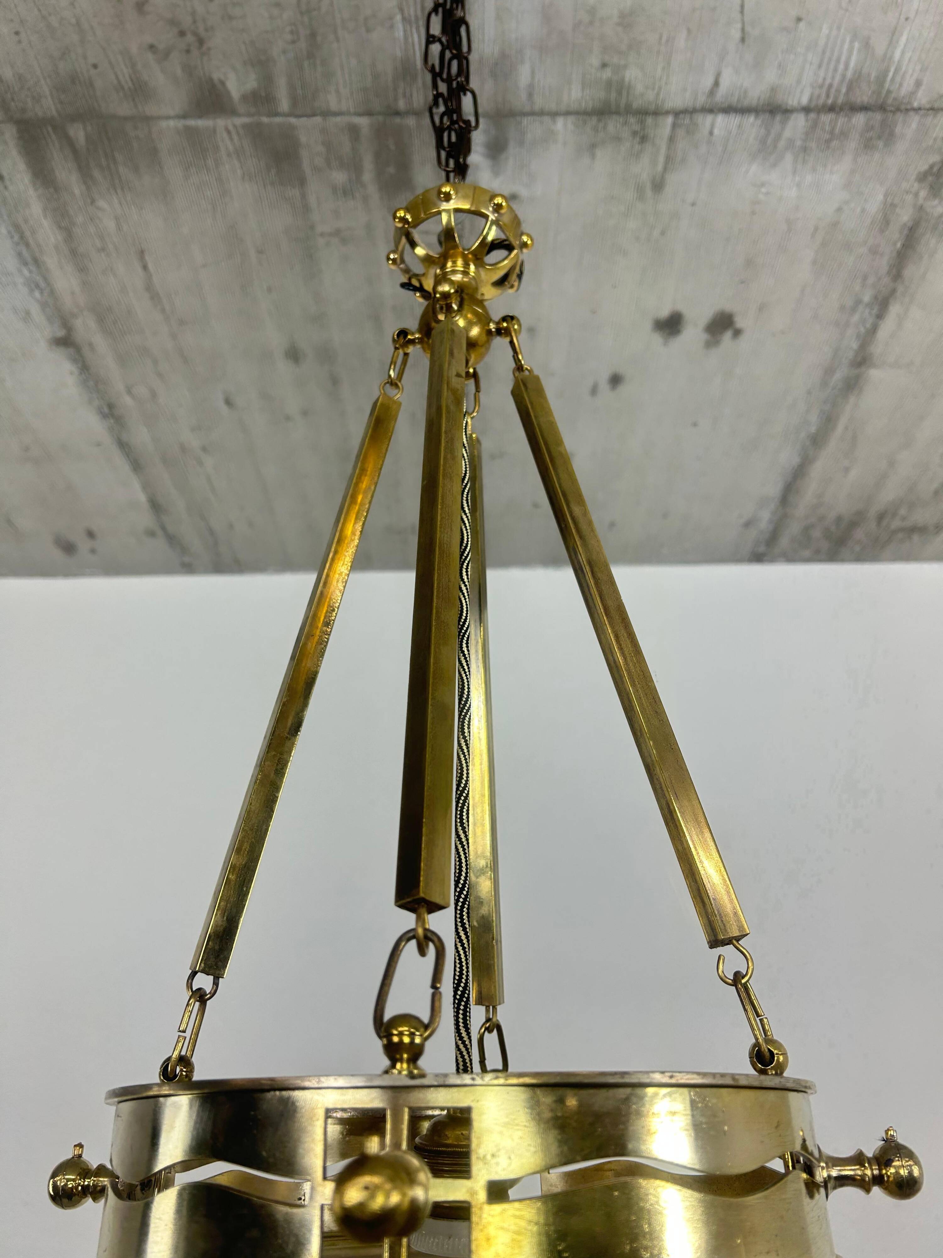 Viennese Secession Suspension in Brass attributed to Kolo Moser & Jutta Sika