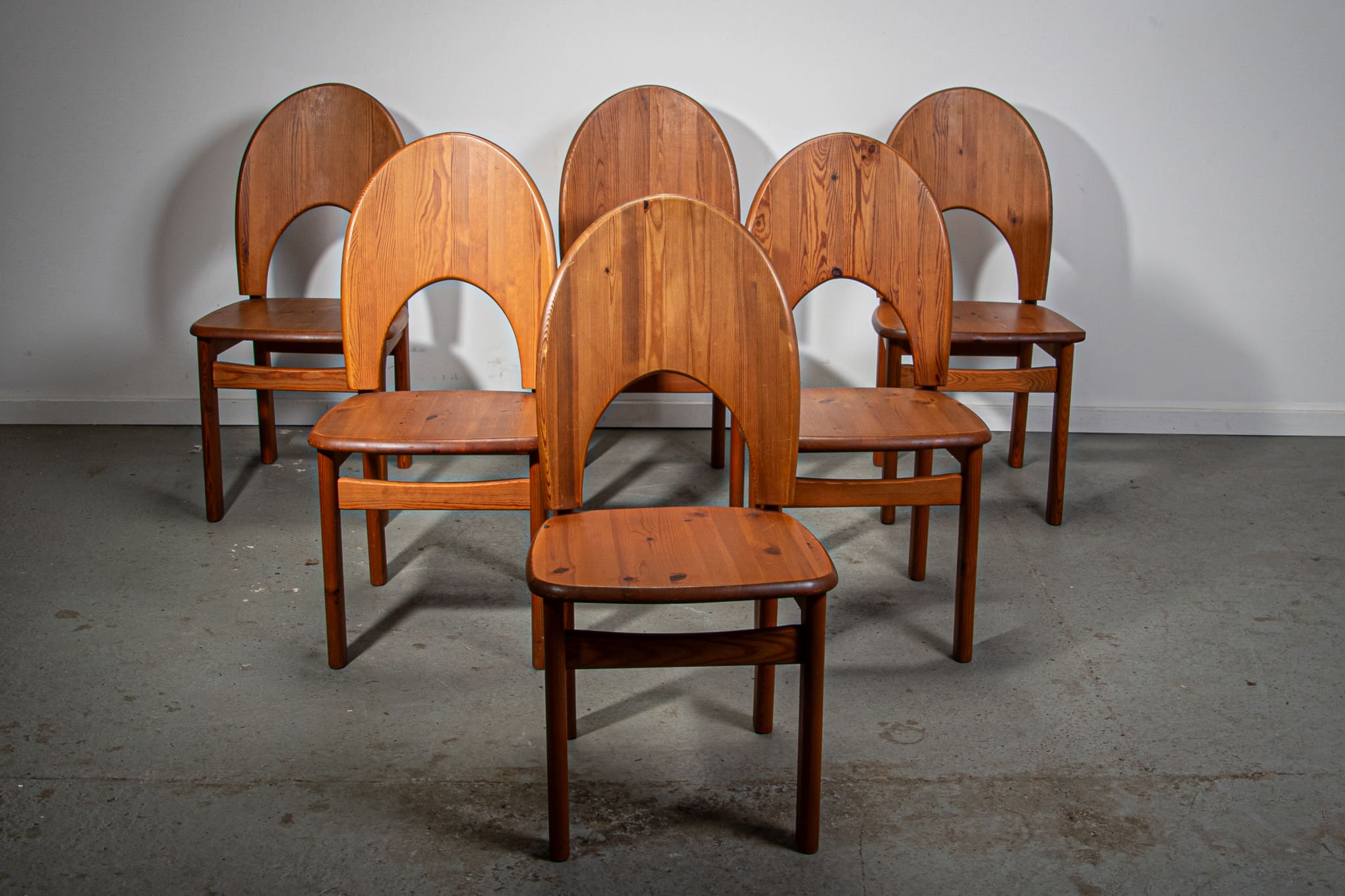 Ensemble de 6 chaises de salle à manger en pin par Ranier Daumiller