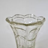 art deco style corolla molded glass vase 1950