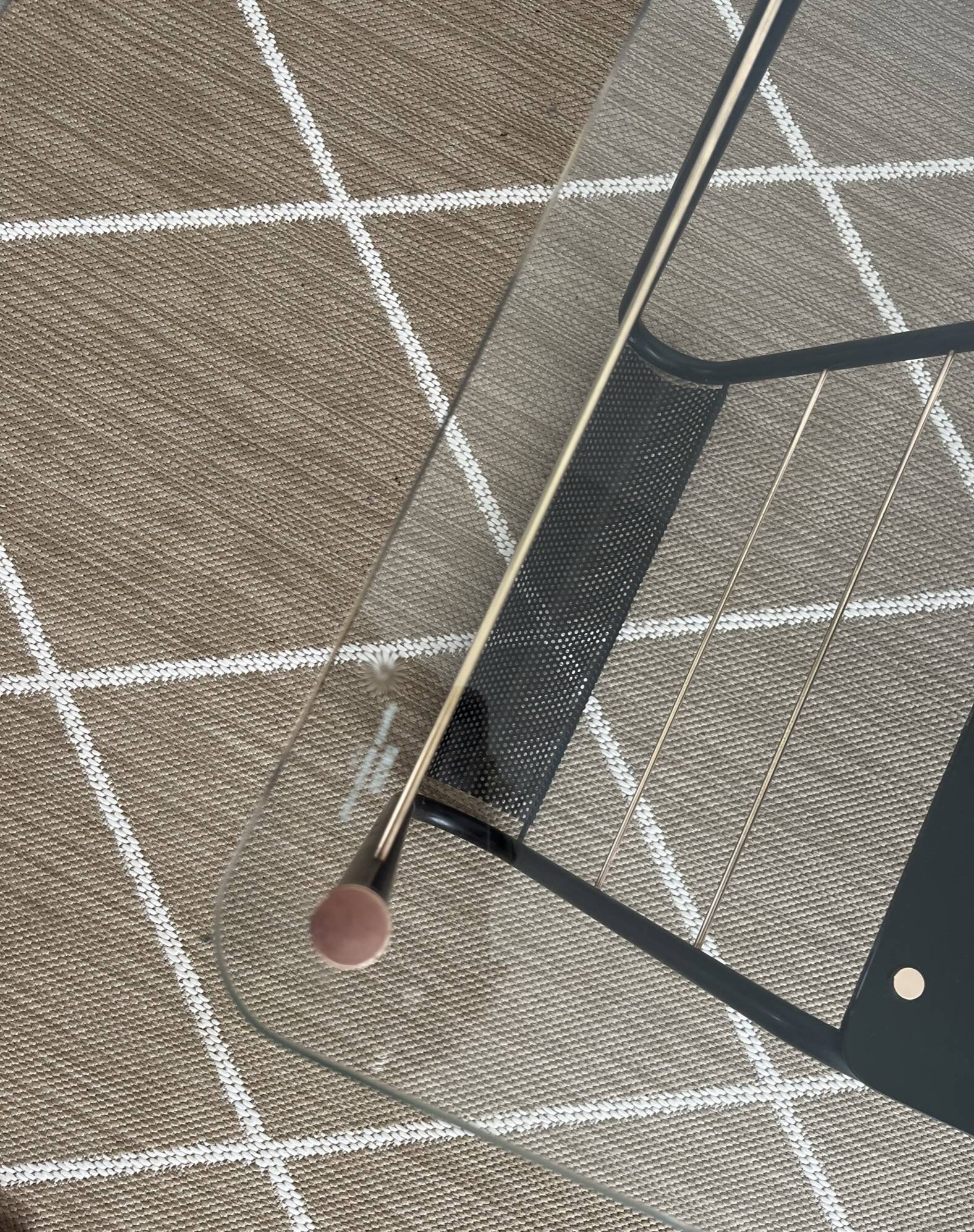 Roche Bobois metal and glass coffee table with magazine rack from the 50s