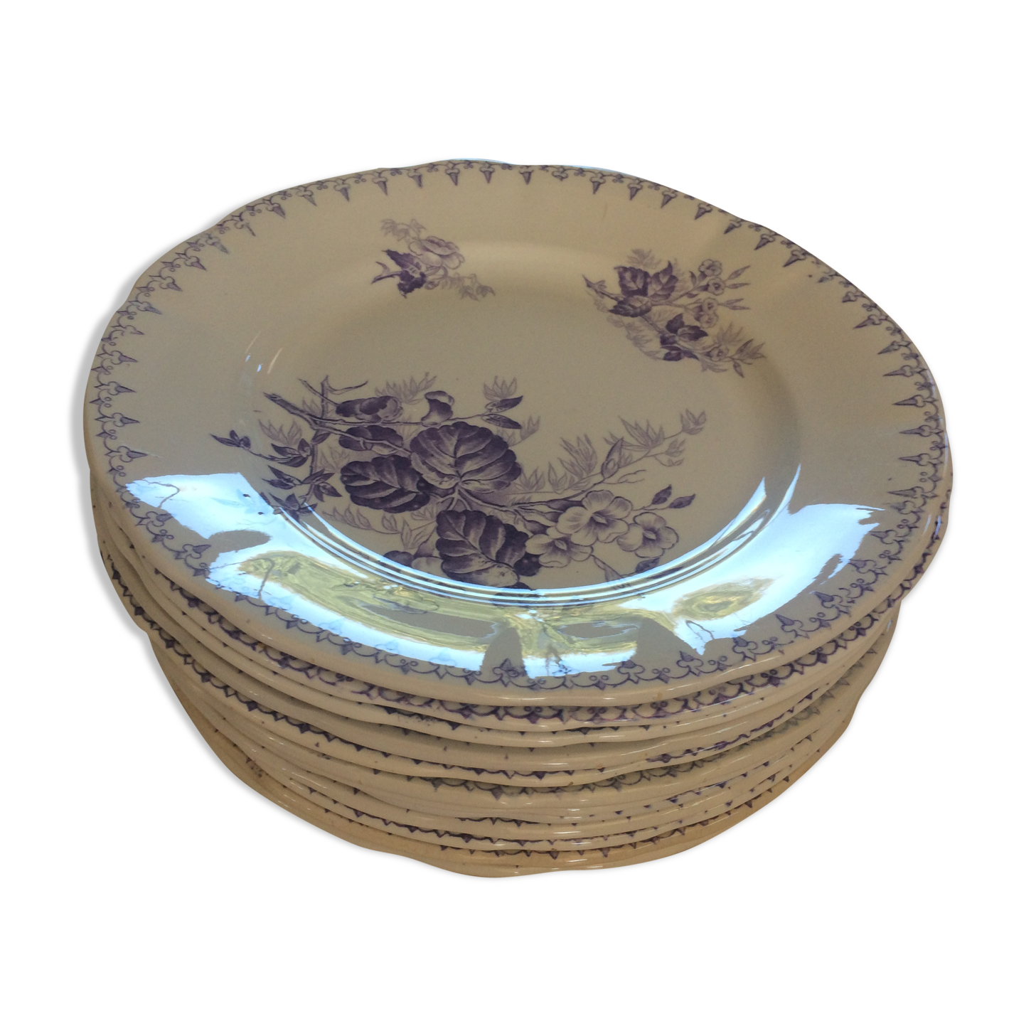 12 plates faîence Sarreguemines, 30s