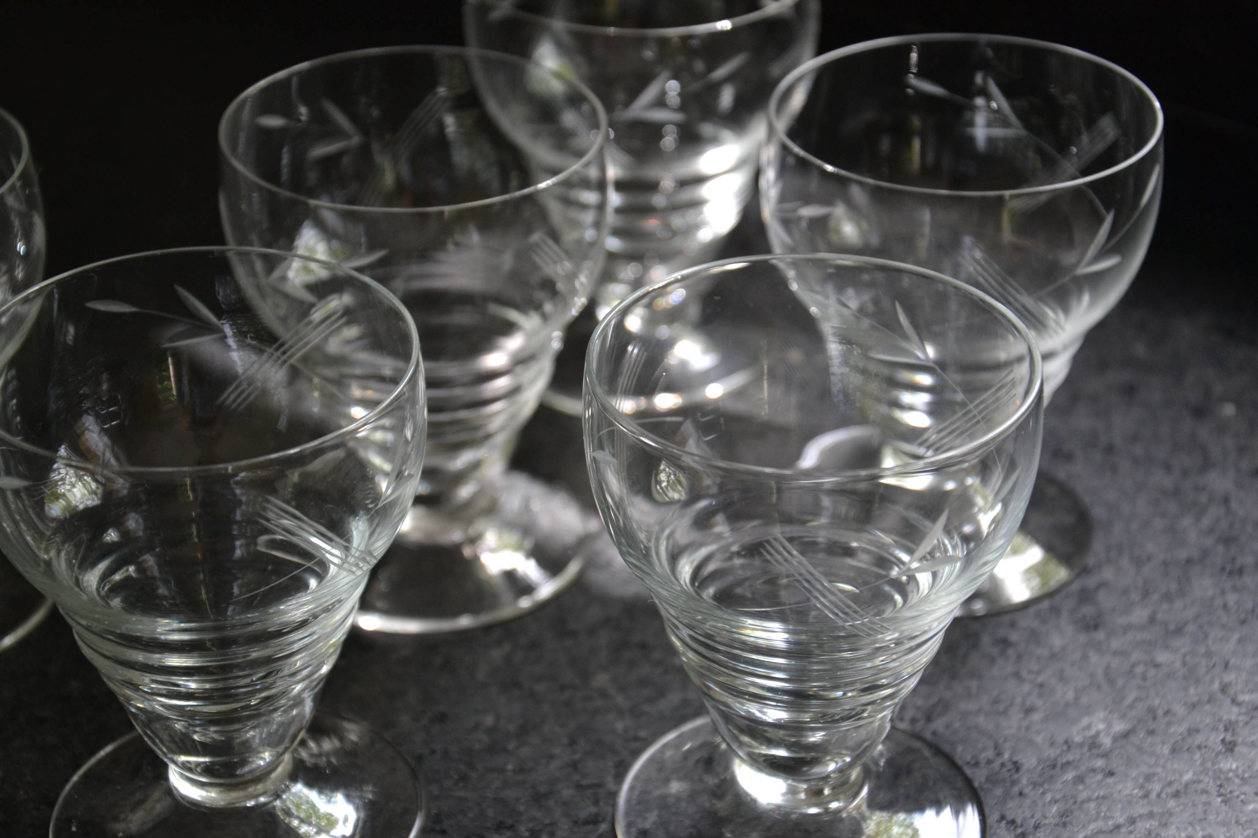 6 old champagne glasses