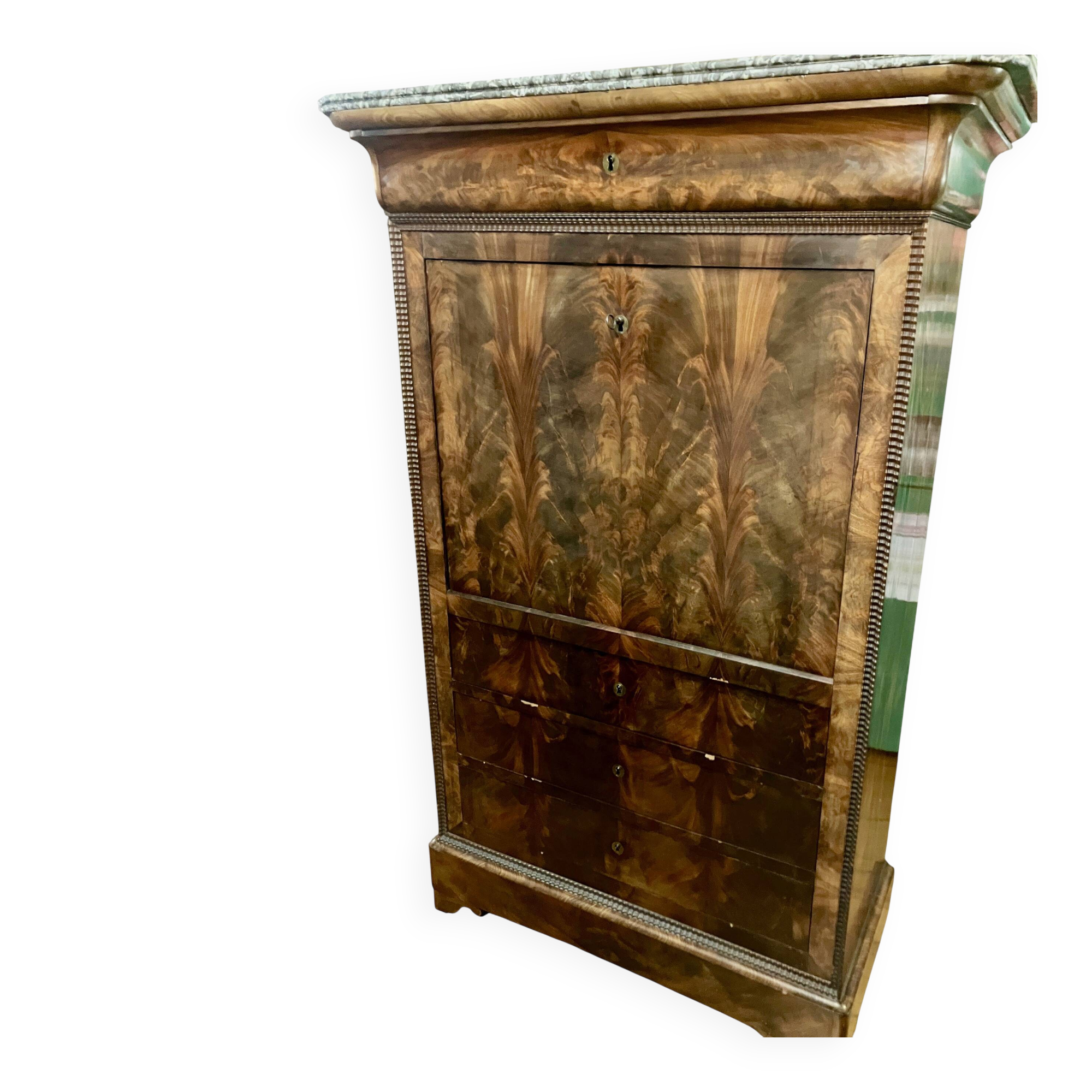 19th Century Secretary in Mahogany and Lemonwood