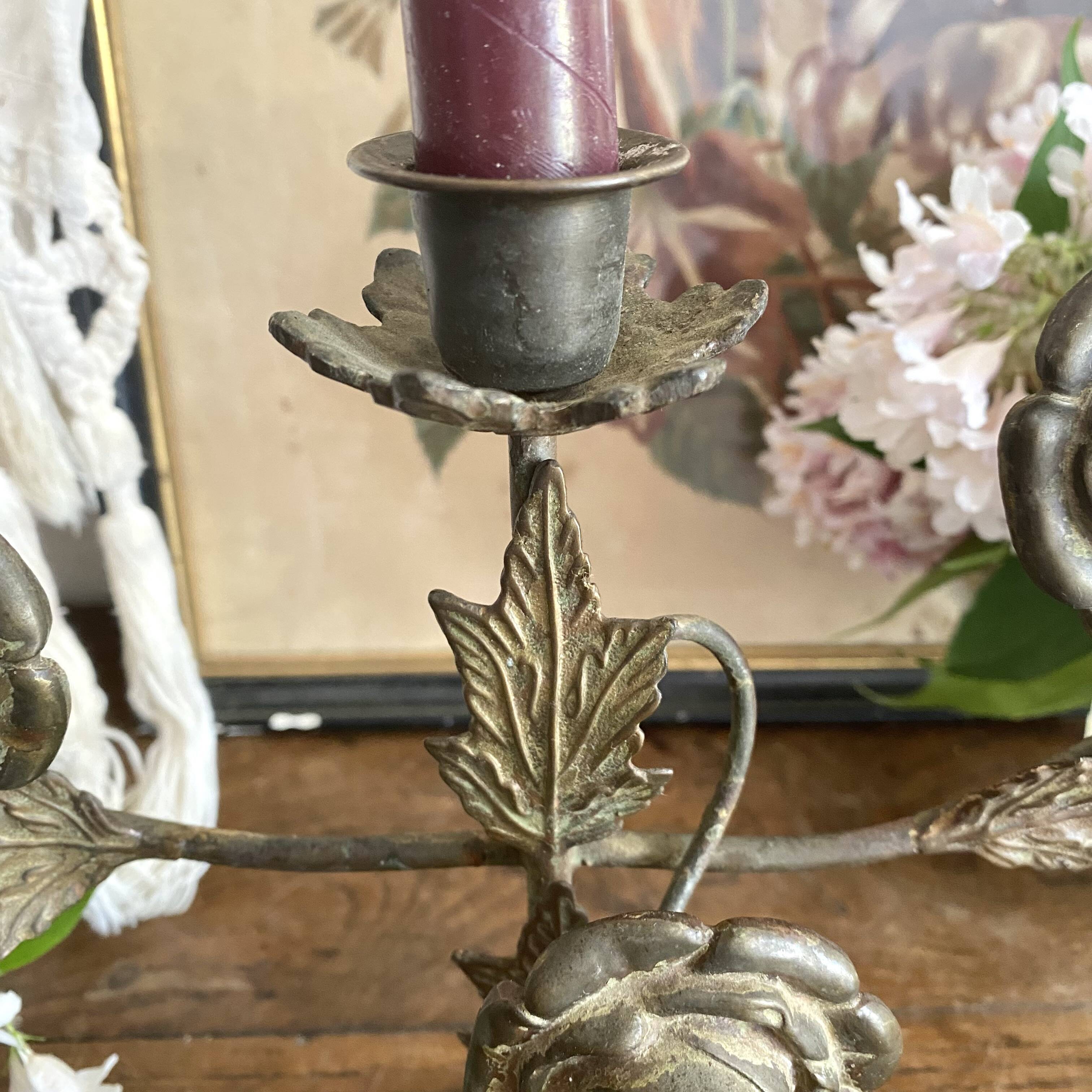 Antique 3-light 19th century candlestick