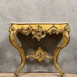 Curved Louis XV console in gilded wood circa 1850