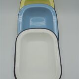 Trio of enamelled plate dishes