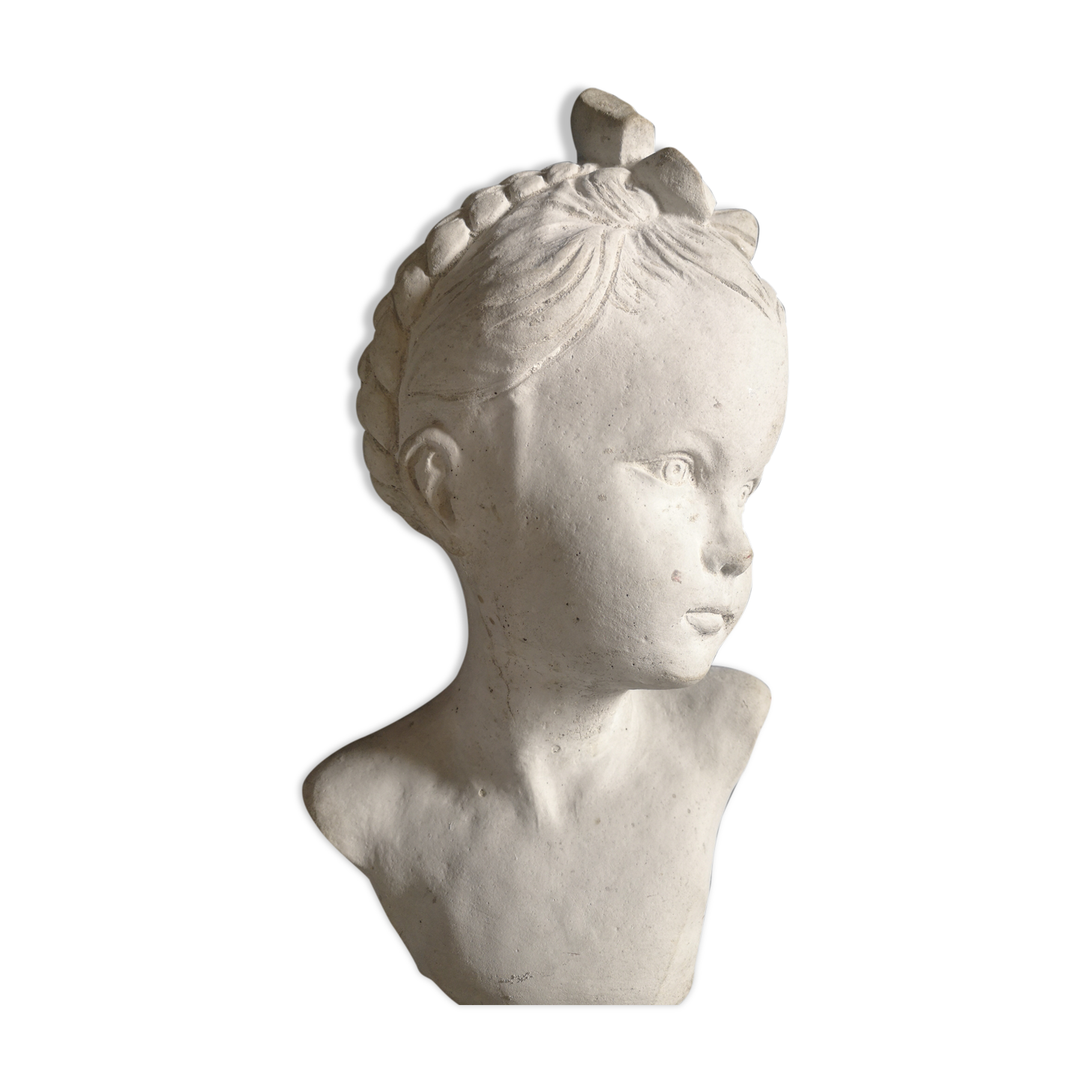Bust girl in patinated terracotta