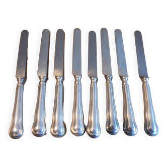 8 old silver metal knives
