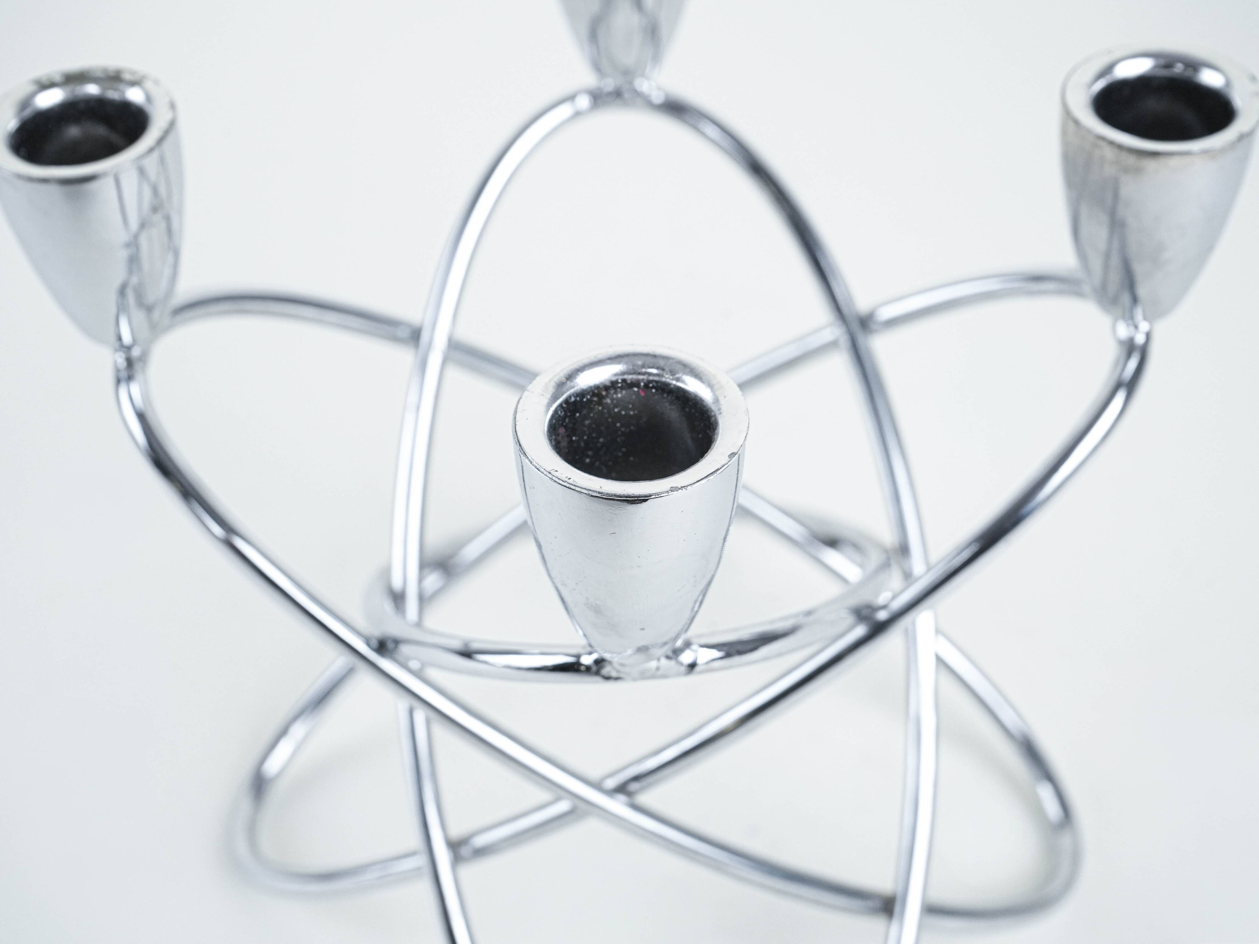 Bougeoir en acier, design danois, années 1970, fabriqué par Georg Jensen