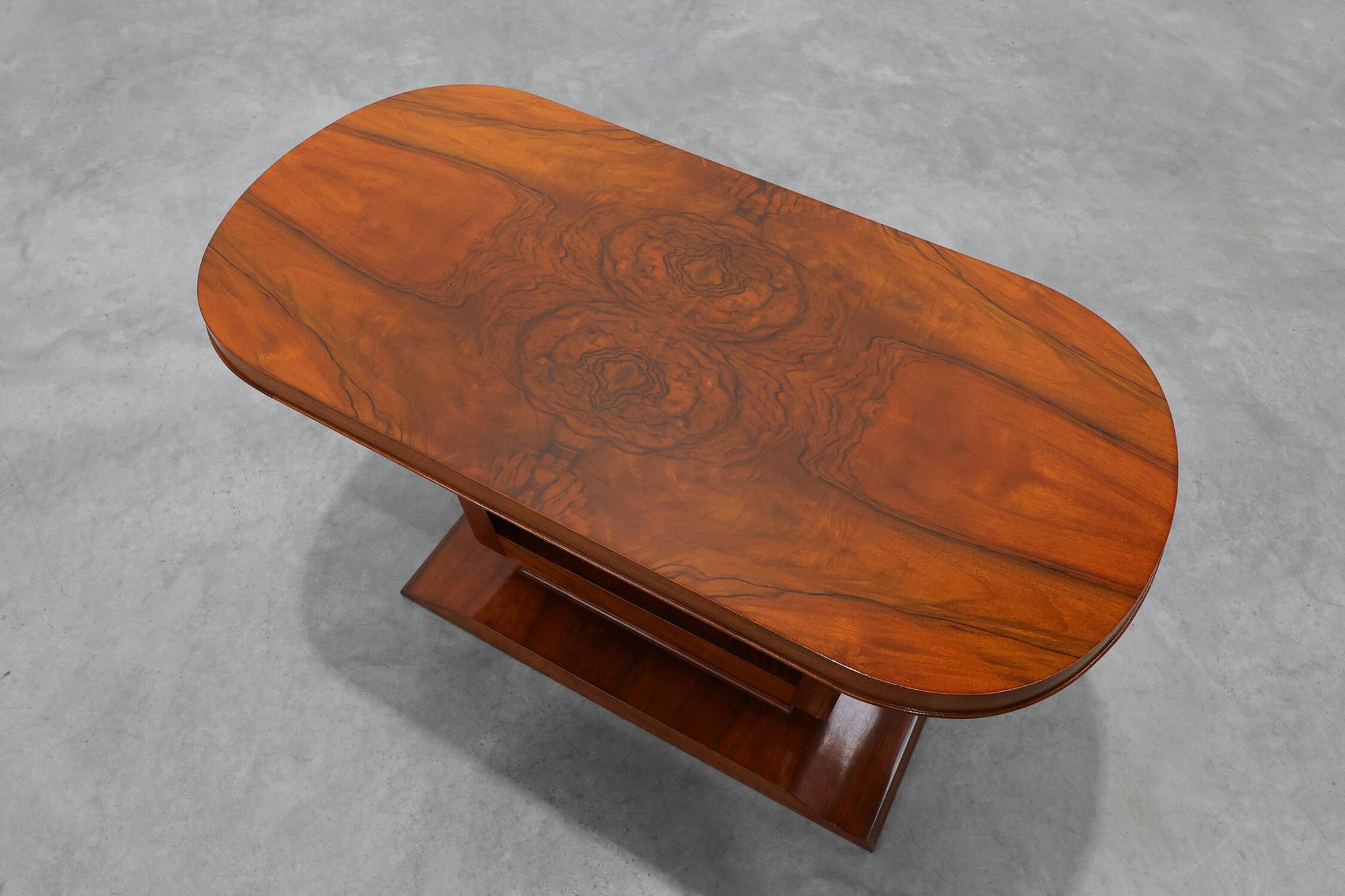Art Deco Walnut Veneer Coffee Table, Belgium, circa 1920