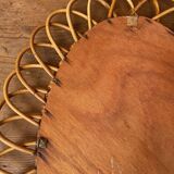 Vintage oval rattan mirror from the 60s/70s.