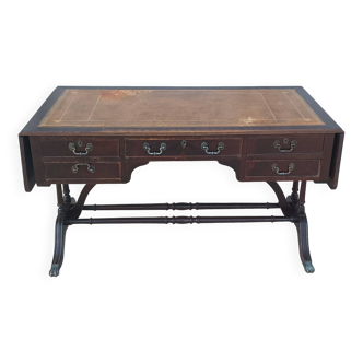 English double-sided mahogany desk