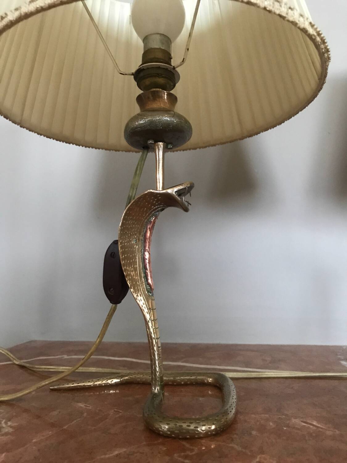 Magnificent pair of cobra bedside lamps