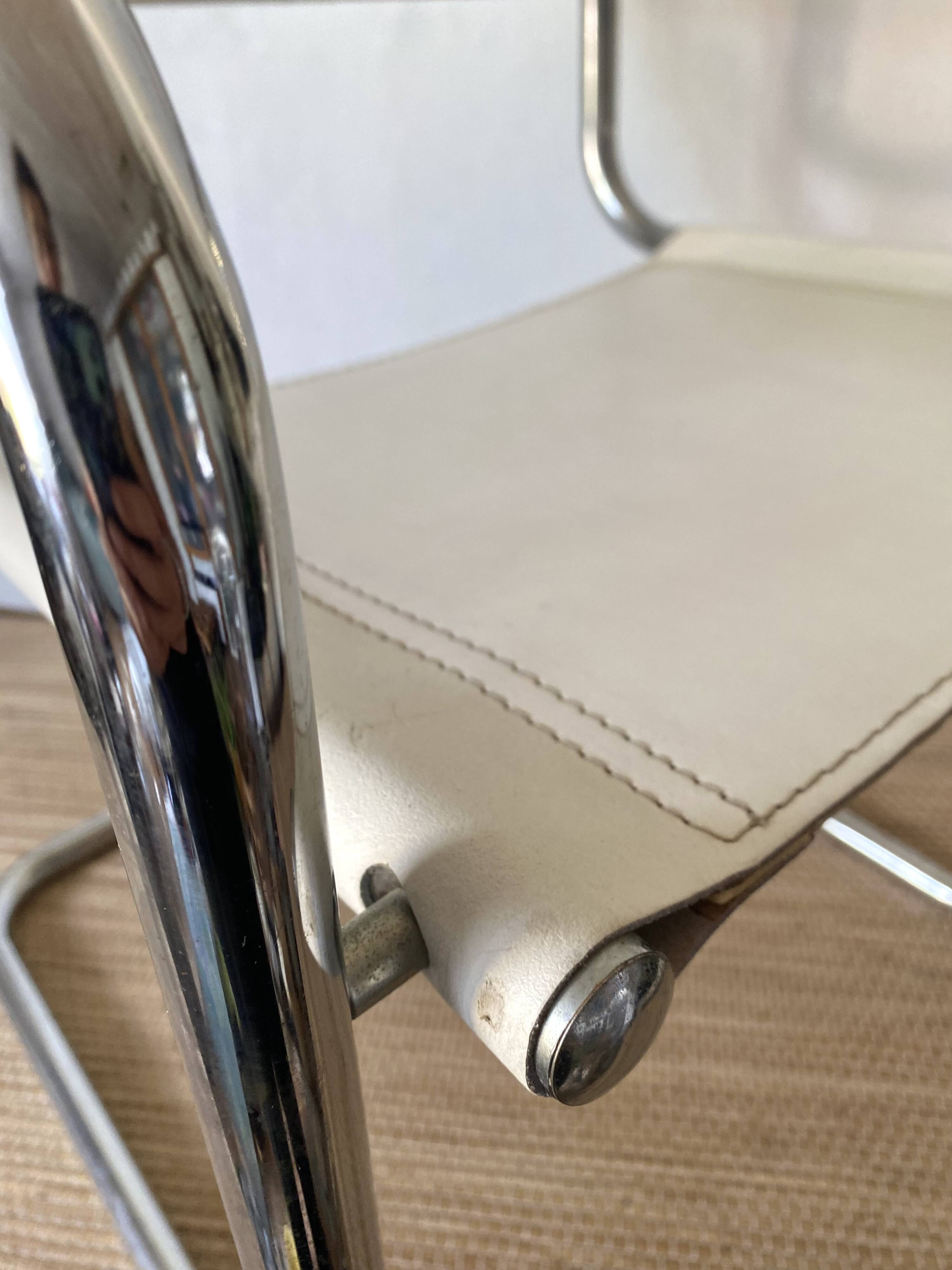 Matteo Grassi style faux leather and chrome armchair