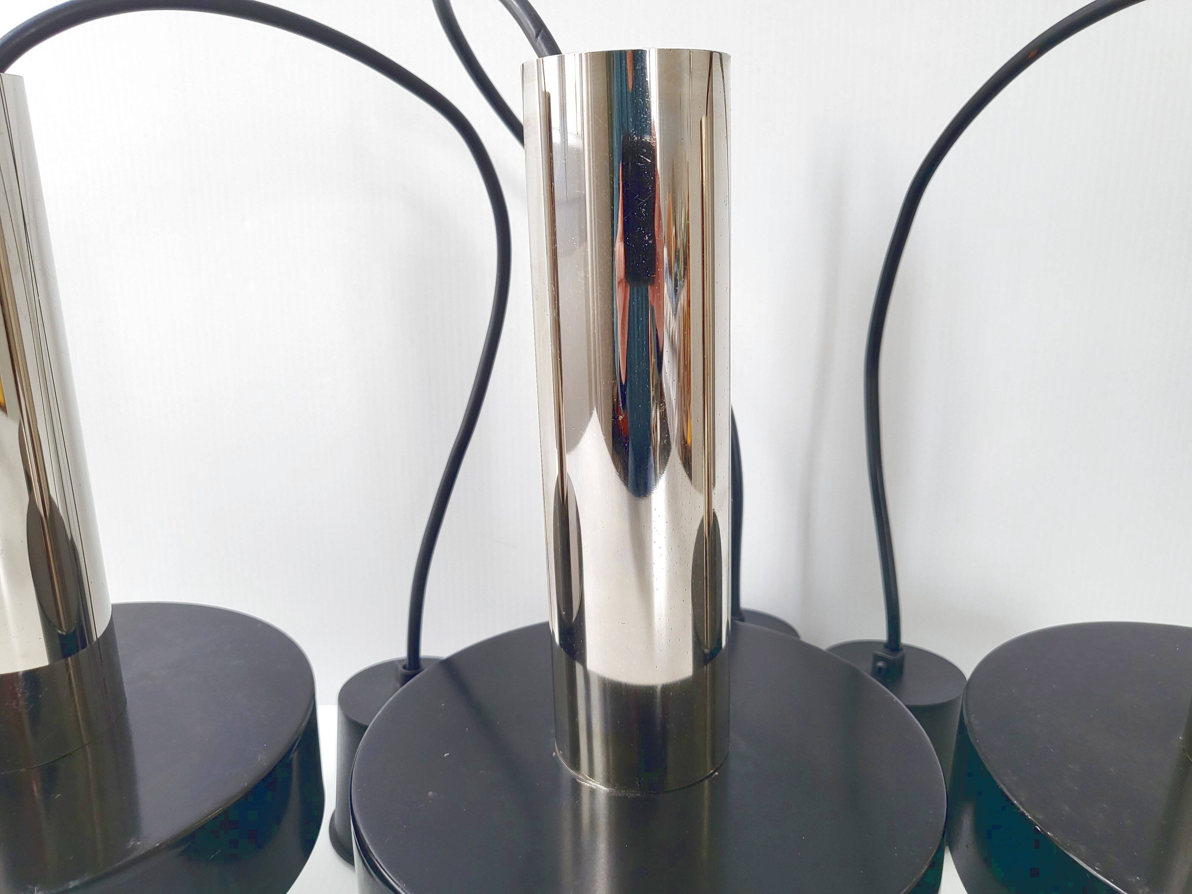 Set of 3 vintage pendant lights 1960