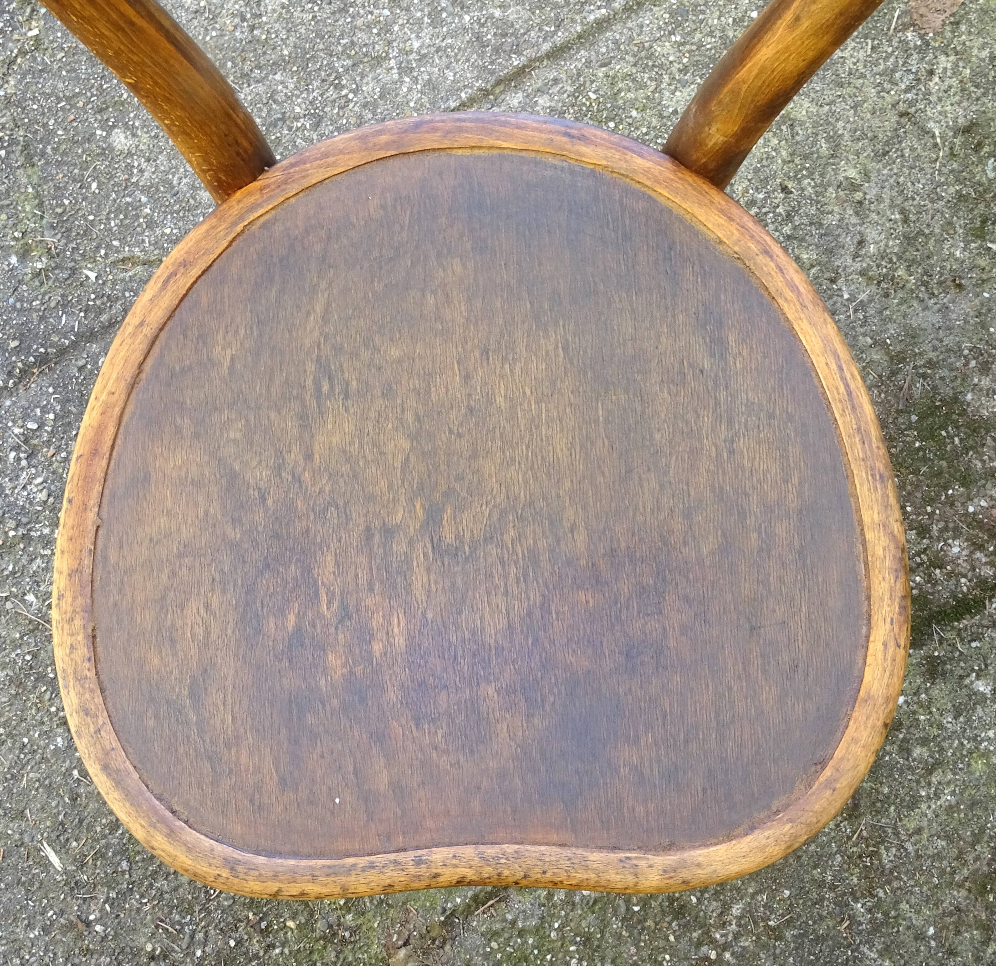Set of 3 Bistro chairs with wooden seats, 1910 to 1920