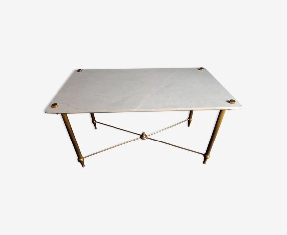 Brass and travertine coffee table 70s