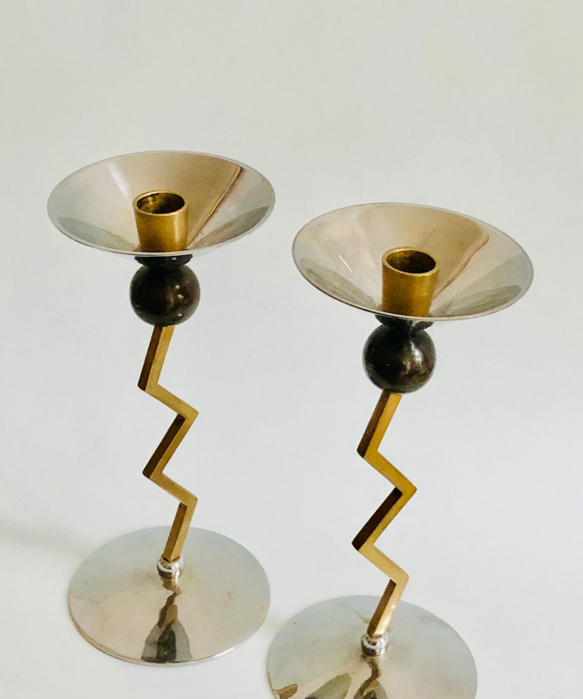 Pair of brass candle holders