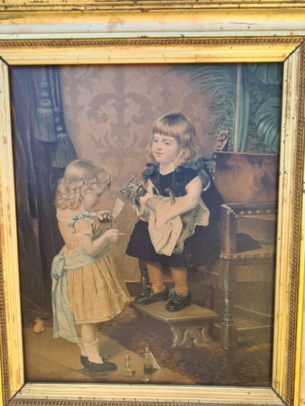 Tableau ''les petites filles au chat