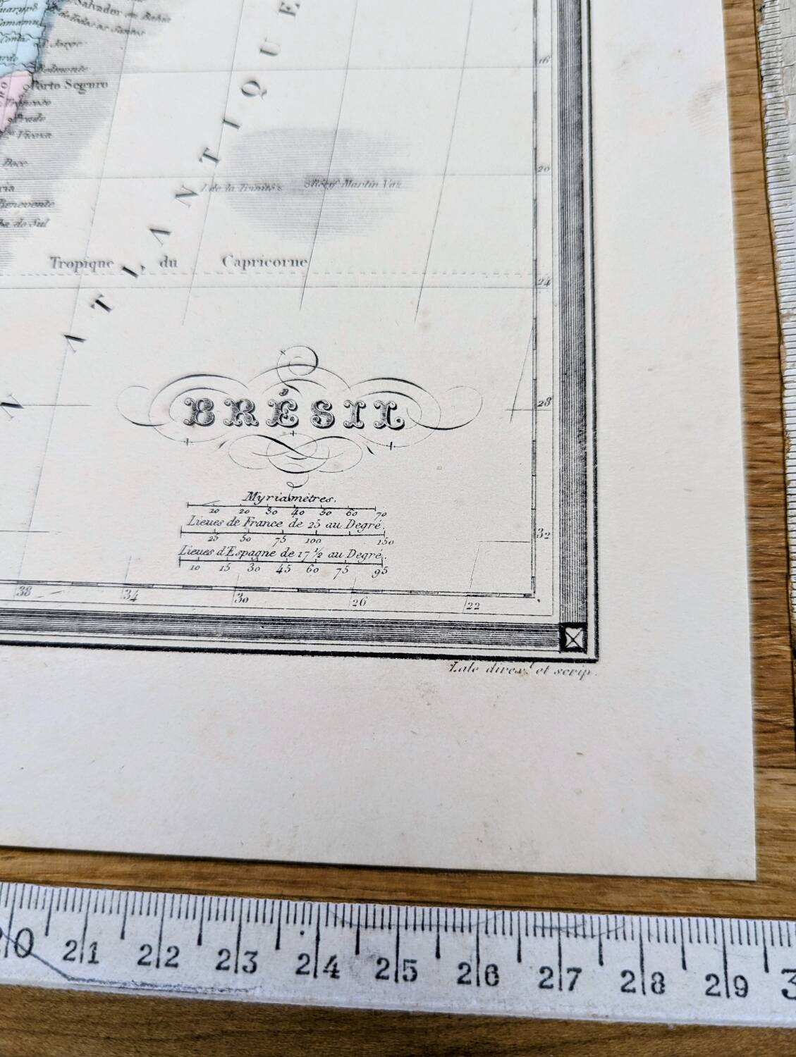 Brazil, old map, printed in 1852.