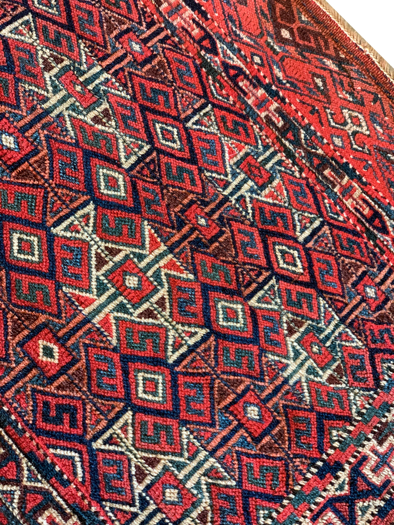 Handmade Antique Persian Turkmen Wool Rug- 44x65cm