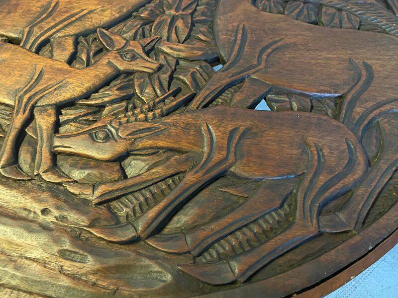 Popular Art Furniture Circular Coffee Table Solid Carved Wood 30s/40s